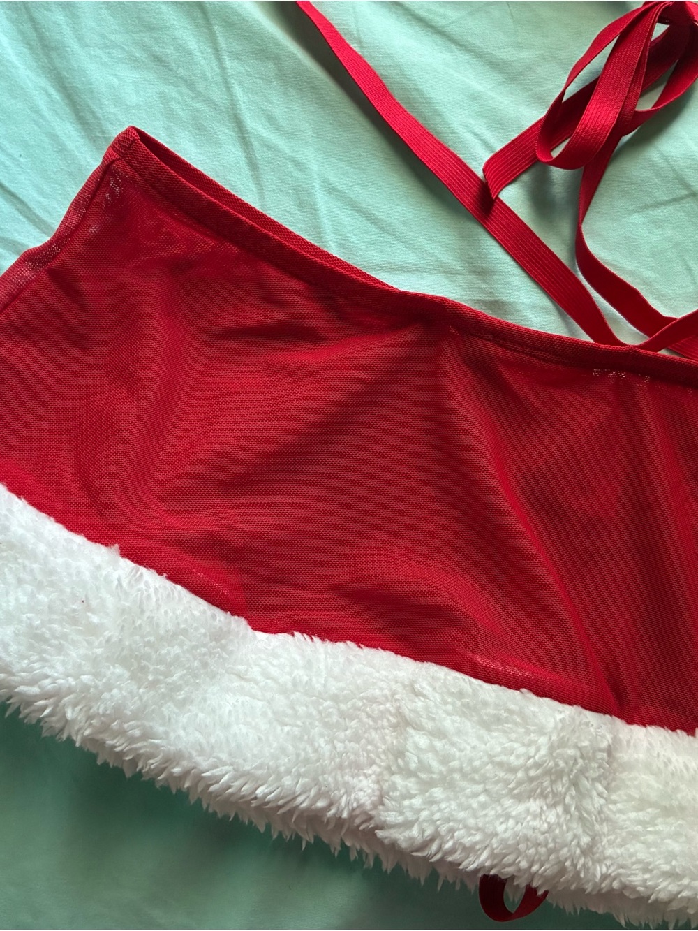 Santa Baby Red Two-Piece Lingerie Set - Picture 6 of 8
